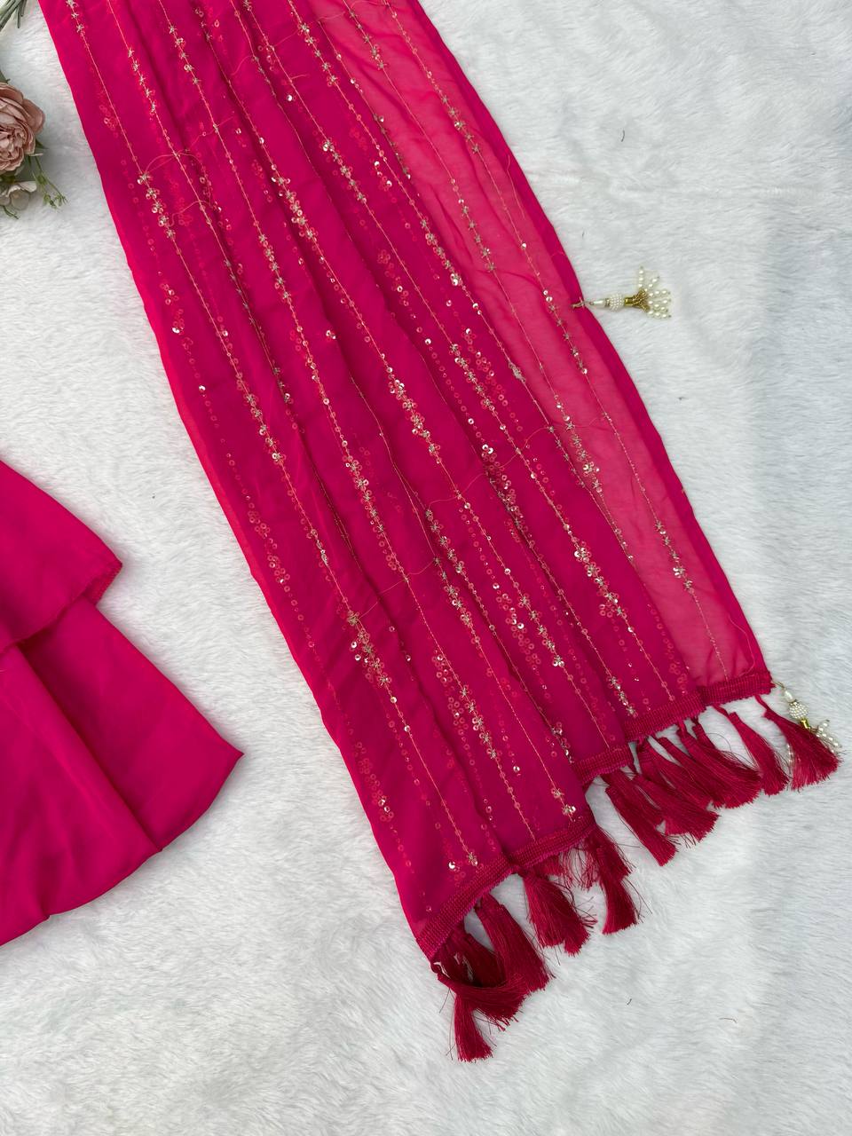 Radiant Rani Pink Silk Lehenga Choli Adorned with Opulent Heritage Floral Motifs and Intricate Zari Borders
